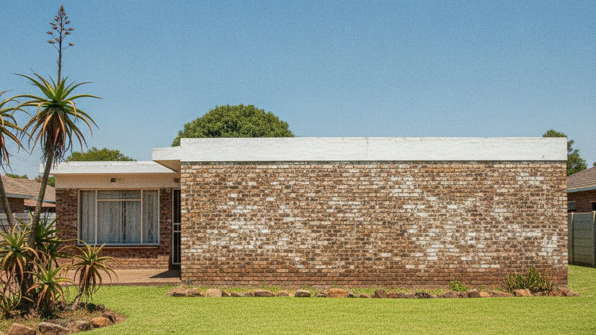 Face-brick house with a flat concrete roof and parapet walls in Cape Town's northern suburbs